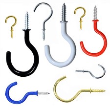 HOOKS PACK Black White Chrome Brass *Screw In* SHOULDERED CUP Kitchen Mug Peg