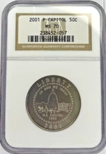 2001 P CAPITOL 50C Commemorative Half NGC MS70 