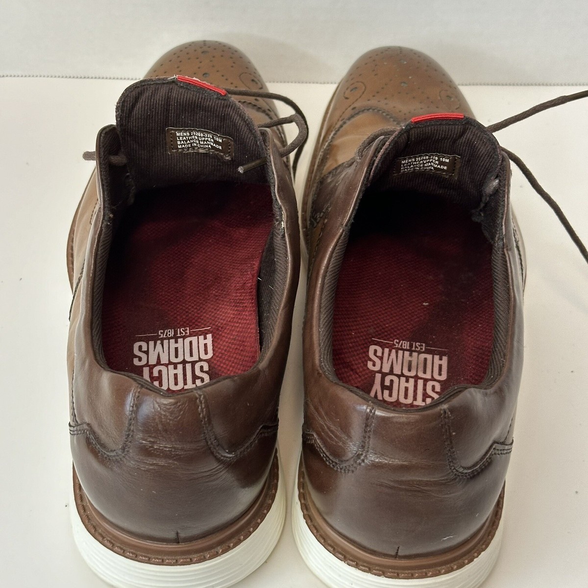 Stacy Adams Shoe Regent Wingtip Oxford Cognac & Brown Smooth