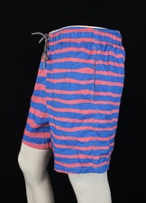 Boardies Pink  Blue Striped Mesh Lined Swim Trunks/Bathing Suit Shorts, Mens XL