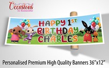 Personalised Bing Birthday Party Banner 36" x 12"  High Quality - Any Wording