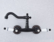 Black Oil Rubbed Brass Kitchen Faucet Bathroom Sink Mixer Tap Wall Mount ssf745