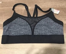 Victoria  s Secret PINK Ultimate Sports Bra Small Black/Gray Unlined Strappy