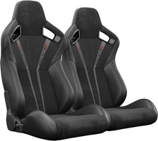 2x PVC Leather Adjustable Car Seats Dual Sliders,Universal Bucket Racing Seats