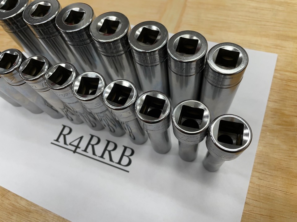Snap-on Tools NEW 17pc 1/2" Drive 10mm-25 +27mm METRIC 6pt DEEP Socket ...