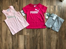 Puma little girl 3 pieces set T-shirt/tank top/shorts pink size 5 NEW