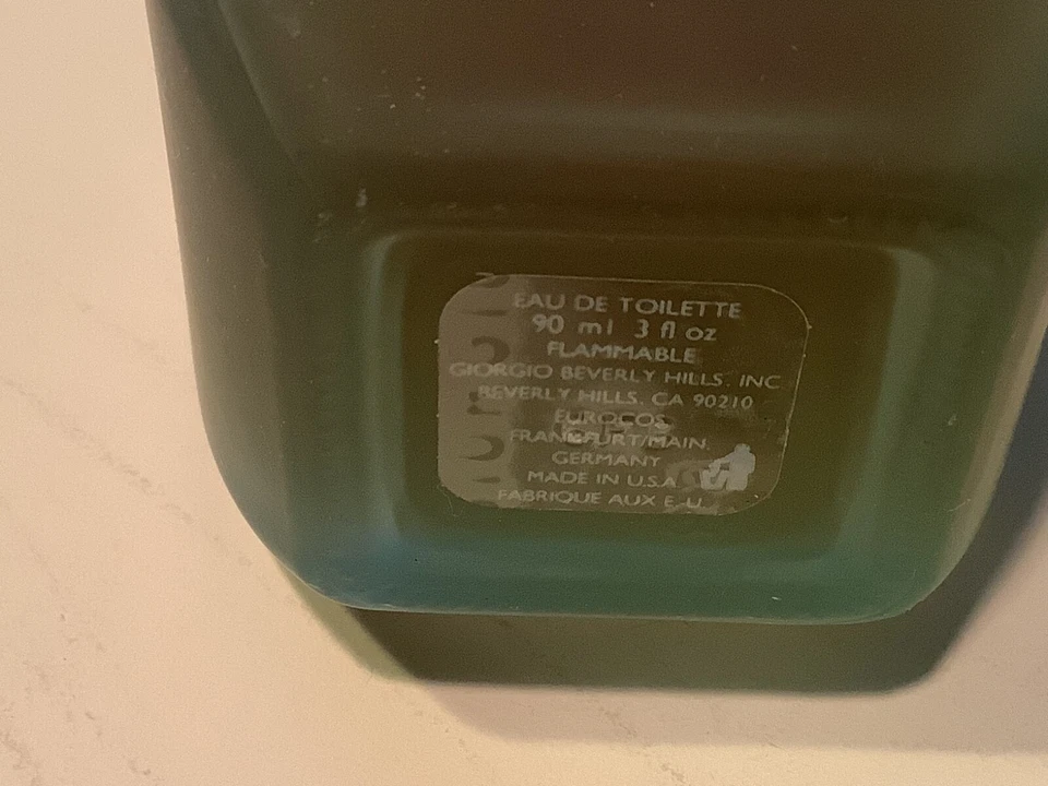 Giorgio Beverly Hills Aire EDT Spray 3.0 FL. OZ. Botella de vidrio vintage sin tapa Foto 3 de 4