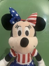 Disney Minnie Mouse Patriotic Plush American Flag 4th July Stars Just Play EUC