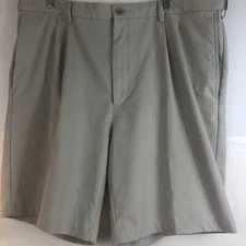 Men’s Golf Pro Shorts 40 Beige Elastic Side Waist Pockets Pleated