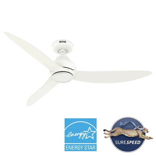 Hunter 52 inch Mazzini ENERGY STAR Matte White Damp Rated Ceiling Fan and Remote - Picture 1 of 15