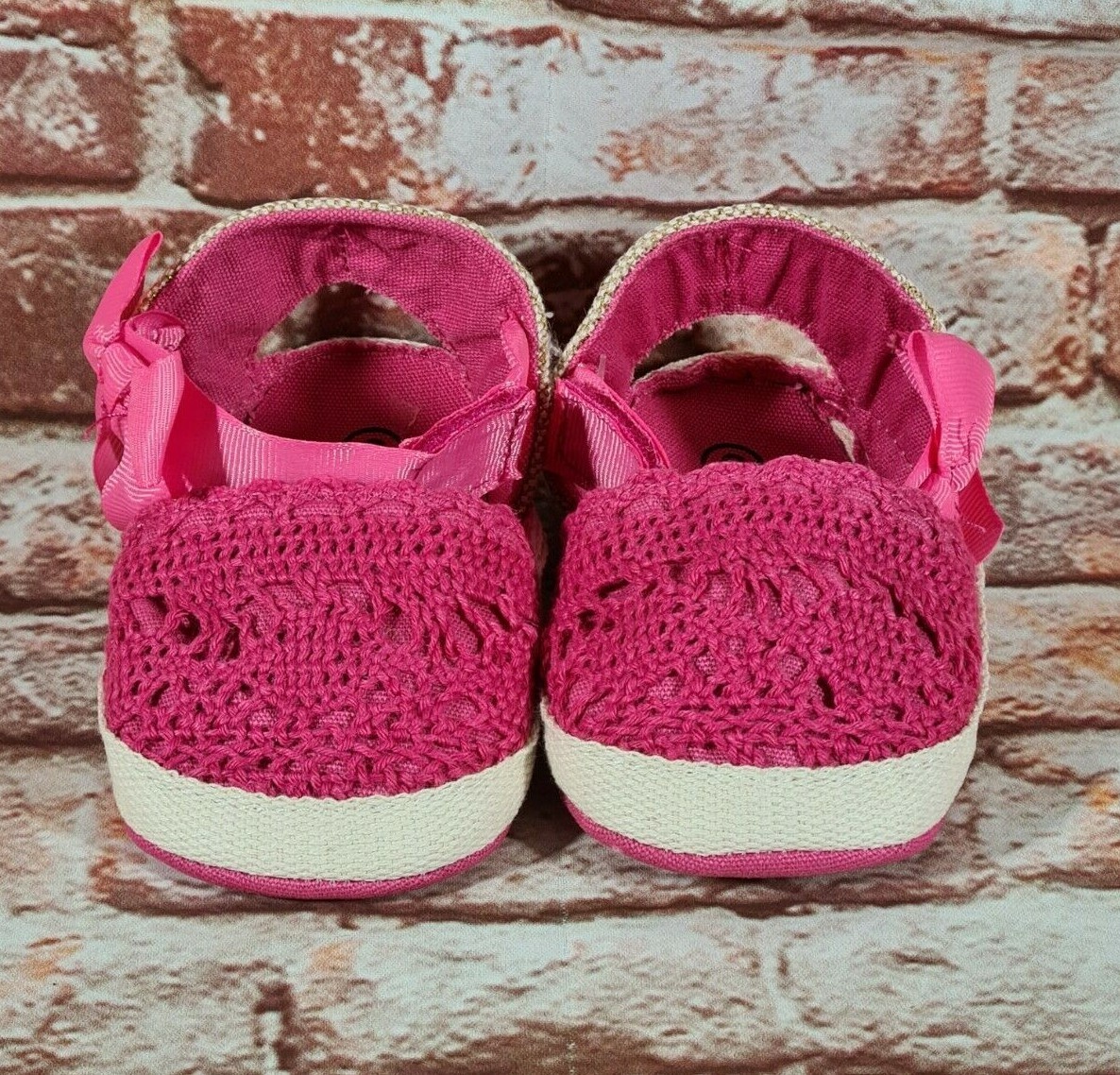 BNWOT Little Baby Adorable Bow Decor Knitted Prewalkers Shoes Pink Size 13cm