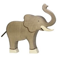 Holztiger 80148 Elefant RüSsel Hoch 20 Cm Holzfiguren Serie Farmland