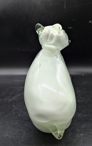 Vintage handgefertigte Kunst Glas weiße Gehäuse Eisbär Figur Skulptur 8" - Bild 5 von 12