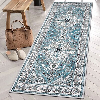 Boho Hallway Runner Rug 2' x 6' Vintage Farmhouse Laundry Rug Runner Accent Area