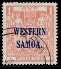 SAMOA GVI SG210, £1 pink, FINE USED. Cat £200. CDS