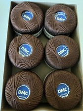 DMC Crochet Cotton Balls Lot of 6  898 Coffee Brown - Very Dark.