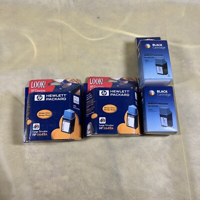 2 HP 49 Printer Ink Genuine New Tri Color Ink Cartridges New, 2 Hp-C6614A W4