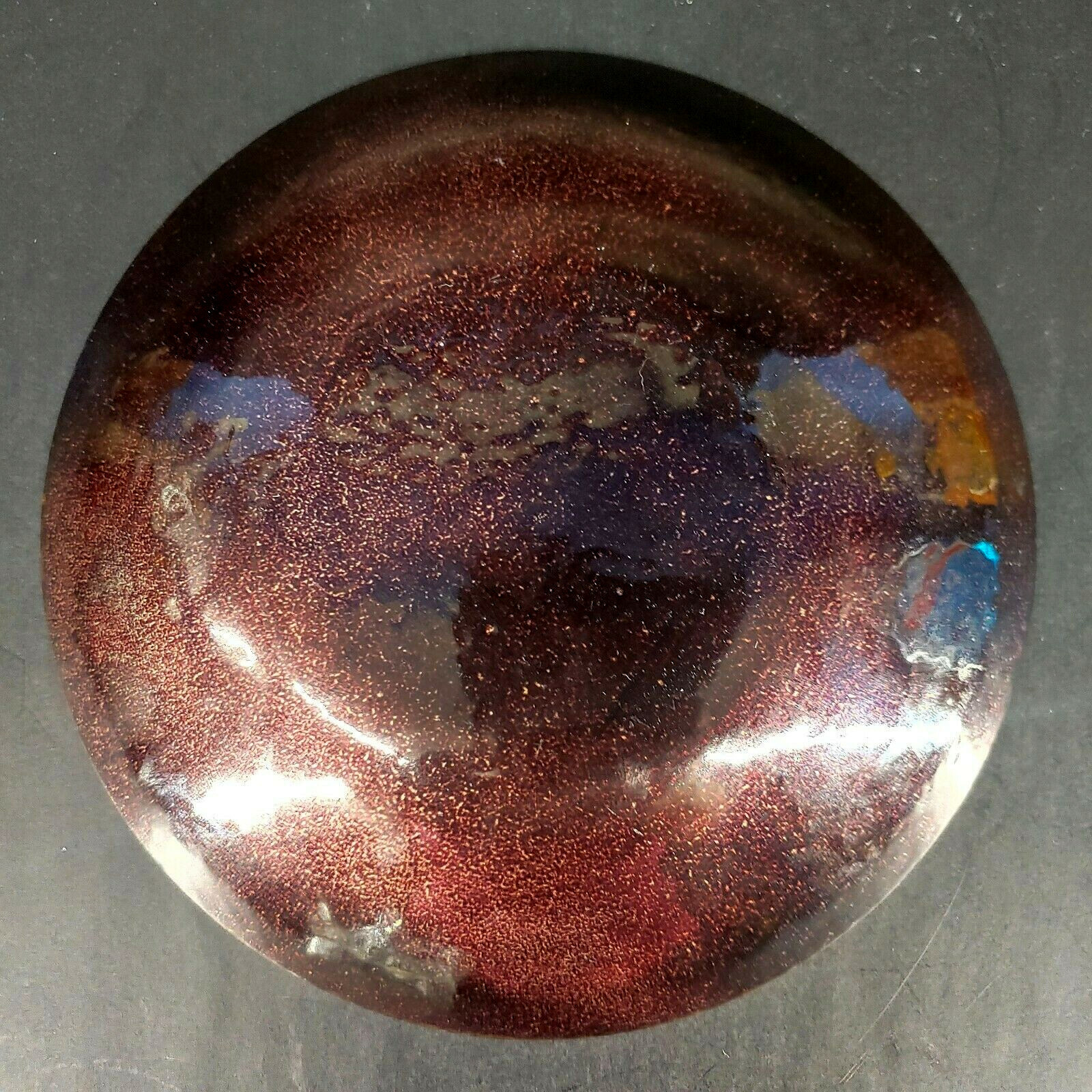 Mid-Century Modern Enamel On Copper Flower Bowl 6.5" mAAQ