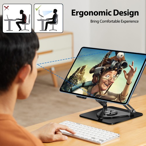 10-17.3" Laptop Stand with Cooling Fan Ergonomic 360° Rotating Bracket Foldable - Picture 7 of 10