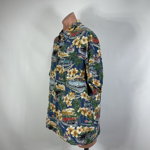 Camisa De Colección Reyn Spooner Abotonada Estampado Grande Hawaiano Coche Belair Chevy 2XL - Imagen 6 de 7