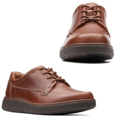 Clarks Un Abode Ease DUNKELBRAUN LEDER Schuh CUSHION MAX Herren WIDE-FIT UK-11 H 46 W