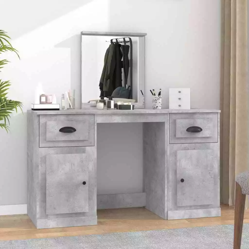 Dressing Table With Mirror Concrete Grey 130X50X132.5 Cm eBay