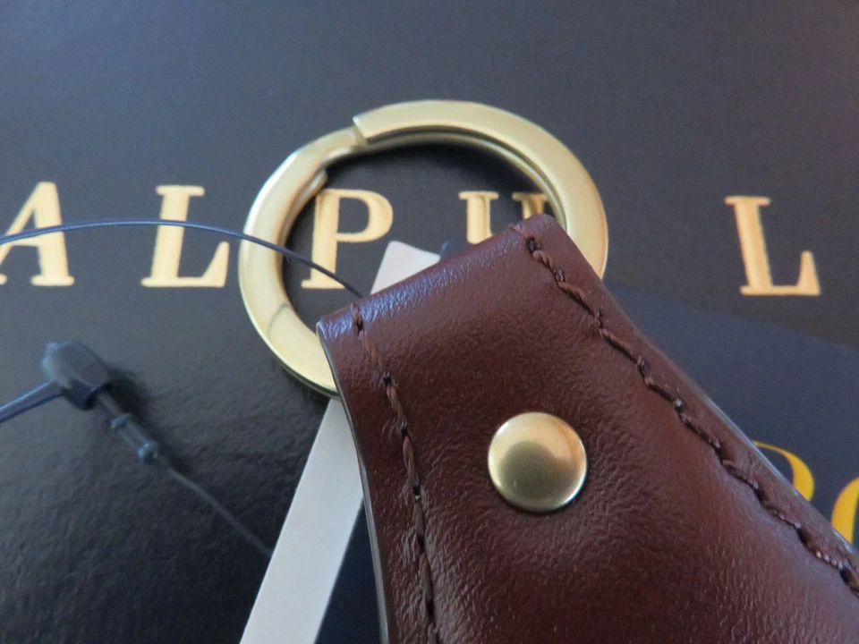 Polo Ralph Lauren Llavero FOB Marrón Sillín Cuero Pony Llavero Llavero Foto 4 de 4