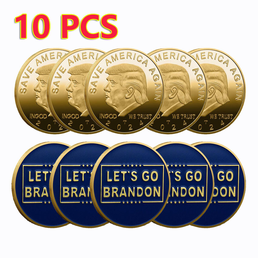 10PCS 2024 President Donald Trump Commemorative Coin Gold Save America Again