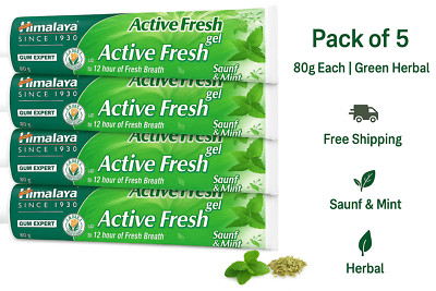 Himalaya Active Fresh Gel Toothpaste 80g x5 | Herbal Mint Oral Care | Free Ship
