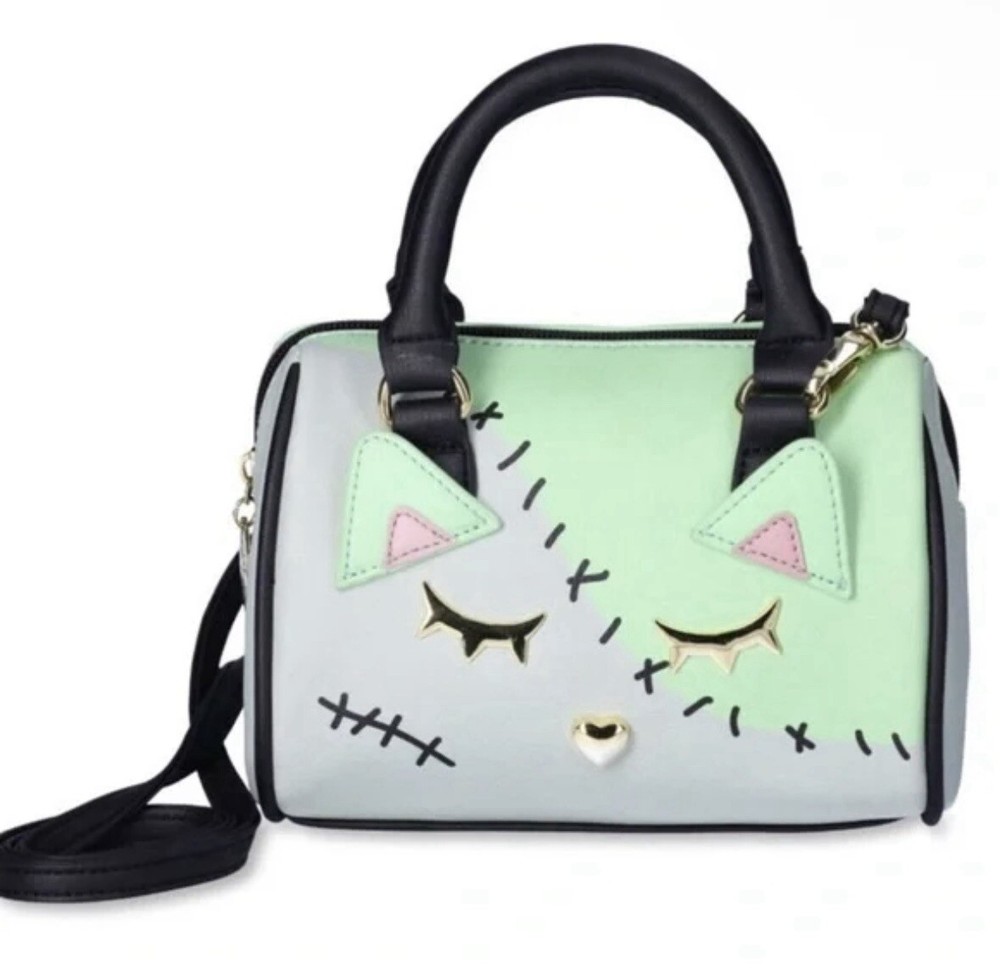 Betsey Johnson Frankenstein Kitty Crossbody Bag NWT Mini Barrel Halloween Purse