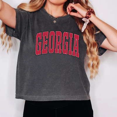 Georgia Vintage Crop Top,  Retro Aesthetic, Y2K Graphic Crop Shirt, Handmade