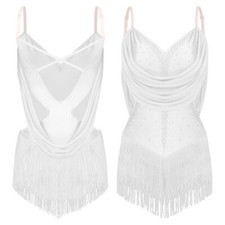 Women Costume Party Dress Ballroom Bodysuit Latin Leotard Salsa Dancewear Mini