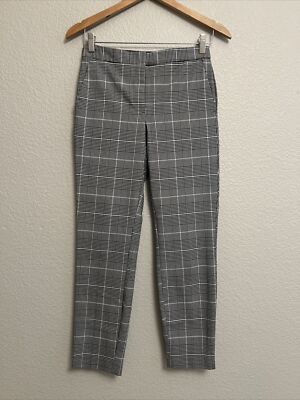 ZARA Black Plaid Pixie Mid Rise Ankle Pants Stretch Fairy Academia Rockabilly S