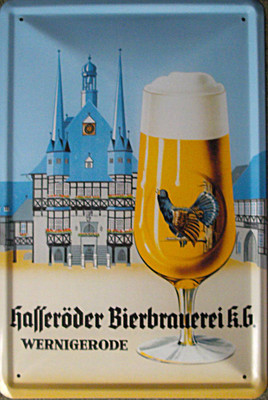 Hasseröder, Motiv Glas Blechschild, 20 x 30 cm, gewölbt
