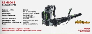 Soffiatore a zaino a batteria EGO LB 6000 E senza batteria e caricabatterie