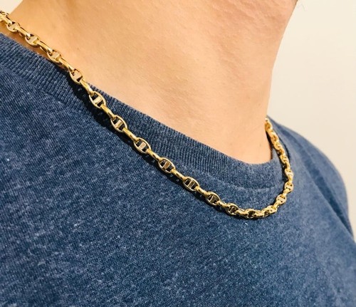 18K Yellow Gold Chain 19.7” Length - Marine Link - Anchor Link - Italian Design - Picture 2 of 10