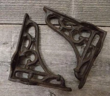 2 Antique Style Shelf Brace Wall Bracket Cast Iron Brackets Small 3 1/2" X 3 7/8