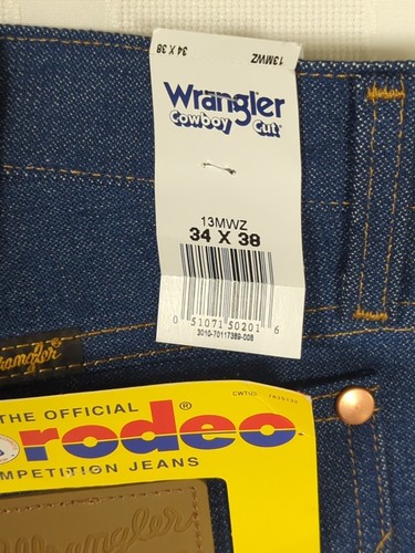 Wrangler Pro Rodeo Original Cowboy Cut Jeans Size 34×38 Dark Blue Western NEW - Picture 3 of 8