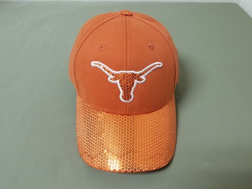 new Womens NCAA Texas Longhorns sequin bill adjustable strap baseball cap.