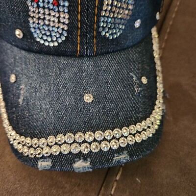 NWOT Denim Rhinestone Bling Adjustable Distressed Womens  display picture 1