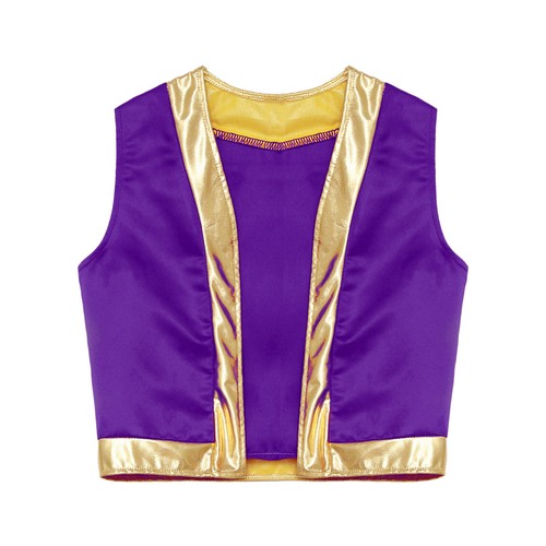 Kids Christmas Dance Costume Open Front Sequin Santa Elf Vest Performance Tops - Picture 54 of 67