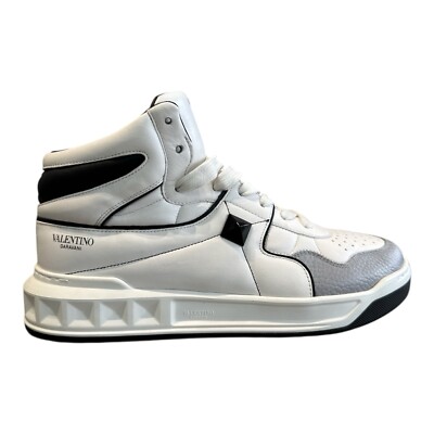 Valentino Trainers Roman Stud Low Top UK 8 Leder Sneaker UVP 659£ Weiß Schwarz