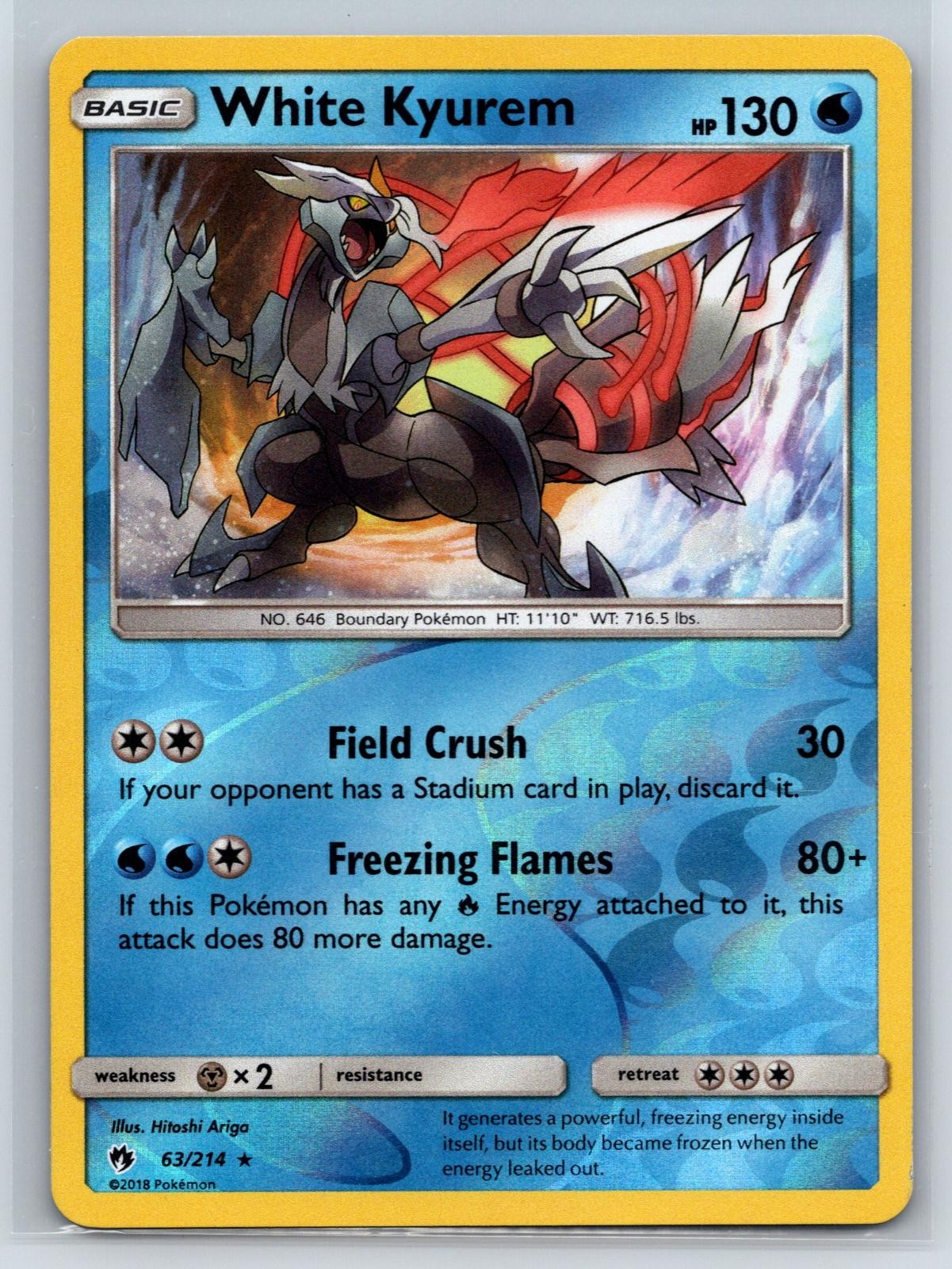 White Kyurem 63/214 Rare Lost Thunder Pokemon Reverse Holo Near Mint