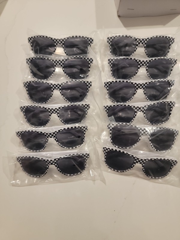 12 Pack Checkered Flag Sunglasses – Race Car Themed Party Favors – Motorsports