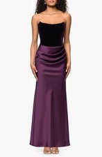 Betsy  Adam Plum Purple Strapless Velvet  Satin Dress Size 12 279