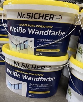 NEU Nr.SICHER Dispersions-Innenfarbe Weiß matt 5 L Deckkraft Kl.2 lösemittelfrei