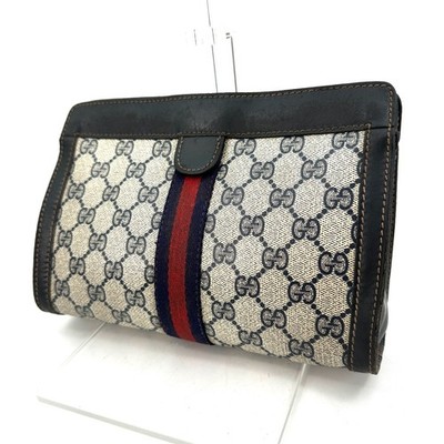 Vintage Gucci Sherry line Clutch Bag Purse Sherry Navy Authentic