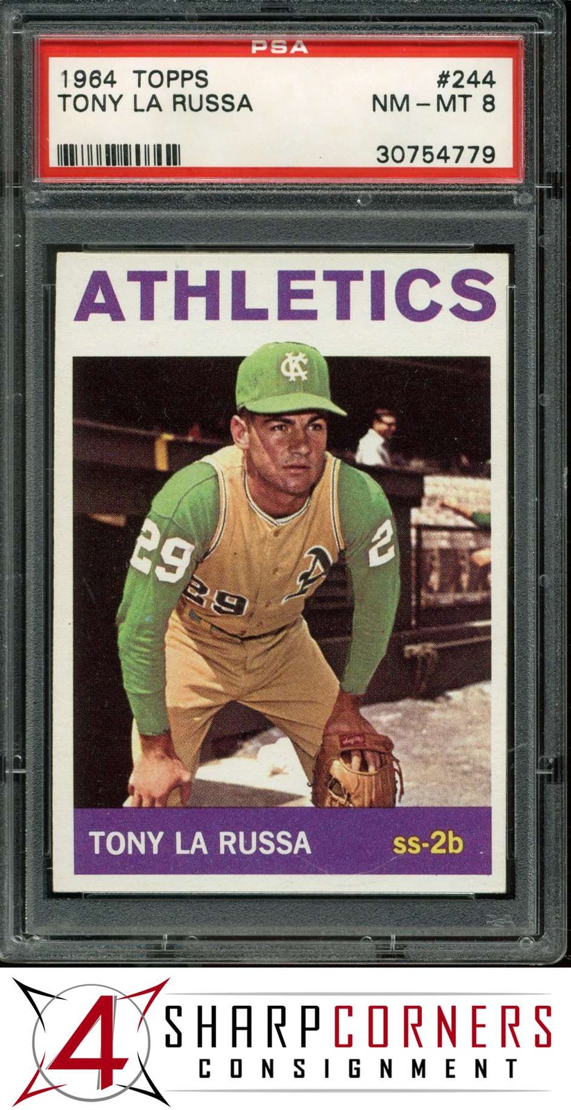 1964 TOPPS #244 TONY LA RUSSA ATHLETICS HOF PSA 8 SET BREAK