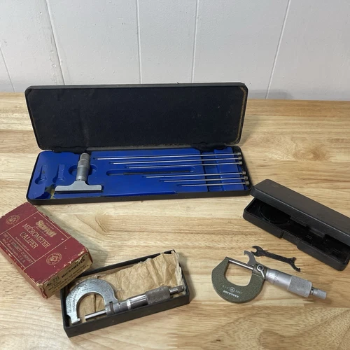 Lot Of 3 Brown & Sharpe, Starett, & Mitutoyo Micrometers