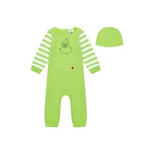 NWT The Grinch Christmas Baby Green Coverall and Hat Size 24 Months